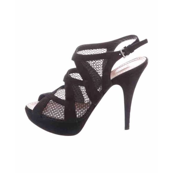 ALAÏA Women 8.5 US Black Crisscross Mesh Fishnet Sandals Platform Stiletto Pumps - Picture 3 of 11